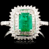 18K Gold 1.00ct Emerald & 0.72ctw Diamond Ring