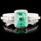 18K Gold 0.88ct Emerald & 0.63ctw Diamond Ring