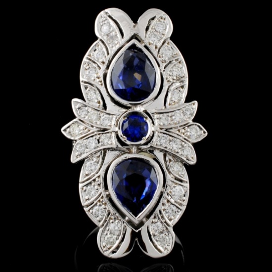 14K Gold 3.76ct Sapphire & 0.86ct Diamond Ring