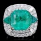 18K Gold 12.21ct Emerald & 2.58ct Diamond Ring