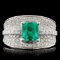 18K White Gold 1.57ct Emerald & 0.87ct Diamond Rin