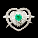 18K Gold 0.21ct Emerald & 0.61ctw Diamond Ring