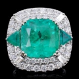 18K Gold 12.21ct Emerald & 2.58ct Diamond Ring