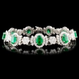 18K Gold 15.04ct Emerald & 7.29ctw Diamond Bracele