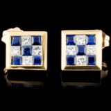 18K Gold 0.63ctw Sapphire & 0.40ctw Diamond Earrin