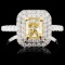 18K White Gold 1.52ctw Fancy Color Diamond Ring