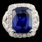 18K Gold 13.40ct Sapphire & 1.57ctw Diamond Ring