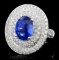 18K White Gold 3.01ct Sapphire & 1.27ct Diamond Ri