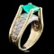 14K Gold 1.26ct Emerald & 0.50ctw Diamond Ring