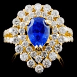 18K Y Gold 2.18ct Sapphire & 1.91ct Diamond Ring