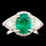 18K Gold 1.96ct Emerald & 0.95ctw Diamond Ring