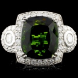 14K Gold 13.08ct Tourmaline & 1.59ctw Diamond Ring