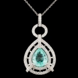 18K Gold 5.00ct Paraiba Tourmaline & 1.86ctw Diamo