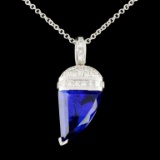 18K Gold 8.39ct Tanzanite & 0.84ctw Diamond Pendan