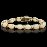 14k Gold 15.00ct Opal & 1.00ct Diamond Bracelet