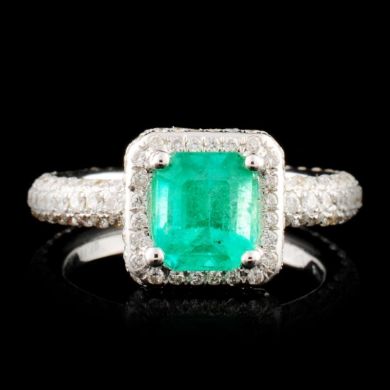 18K Gold 1.10ct Emerald & 1.24ctw Diamond Ring