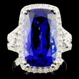18K Gold 9.15ct Tanzanite & 0.94ctw Diamond Ring