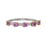14k White Gold 0.80ct Pink Sapphire & 0.10ct Diamo