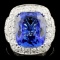 18K Gold 12.50ct Tanzanite & 2.28ctw Diamond Ring