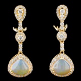 14K Gold 3.30ctw Opal & 1.20ctw Diamond Earrings