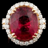 18K Gold 11.15ct Rubellite & 1.26ctw Diamond Ring