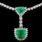 18K White Gold 3.03ct Emerald & 5.06ct Diamond Nec