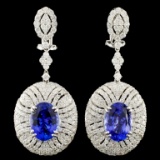 18K Gold 7.32ctw Tanzanite & 4.08ctw Diamond Earri