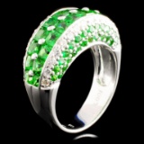 18K Gold 4.63ctw Tsavorite & 0.58ctw Diamond Ring