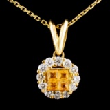 18K Gold 0.36ctw Sapphire & 0.43ctw Diamond Pendan