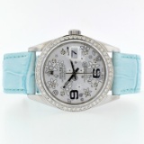 Rolex DateJust Diamond Floral Blue 36MM Wristwatch
