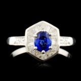 18K Gold 0.61ct Sapphire & 0.28ctw Diamond Ring