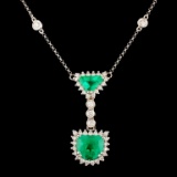 18K Gold 3.03ct Emerald & 1.50ctw Diamond Necklace