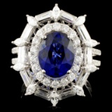18K Gold 3.19ct Sapphire & 1.91ctw Diamond Ring
