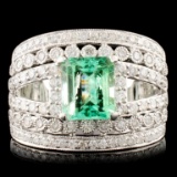 14K Gold 1.54ct Emerald & 1.02ctw Diamond Ring