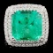 18K White Gold 10.43ct Emerald & 1.36ct Diamond Ri