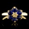 14K Gold 1.00ct Sapphire & 0.10ct Diamond Ring