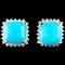 14K Gold 12.28ct Turquoise & 1.22ctw Diamond Earri