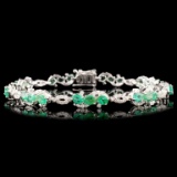 14K Gold 4.21ct Emerald & 1.20ctw Diamond Bracelet