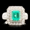 18K Gold 1.15ct Emerald & 1.19ctw Diamond Ring