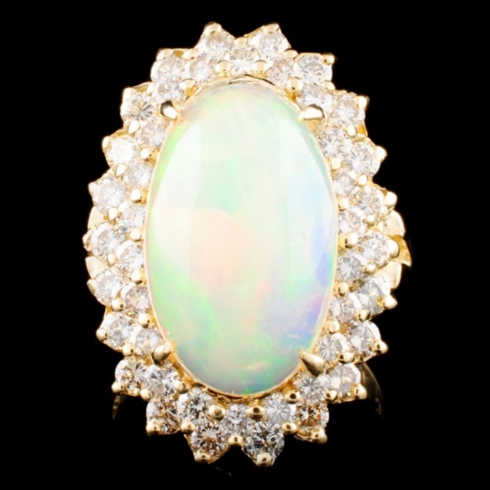 14K Gold 4.53ct Opal & 1.65ctw Diamond Ring