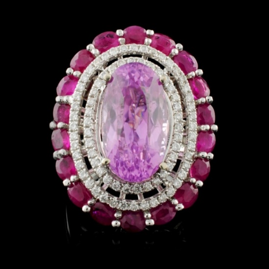 18K Gold 10.25ct Kunzite & 0.72ct Diamond Ring