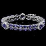14k Gold 21.00ct Tanzanite & 1.55ct Diamond Brace