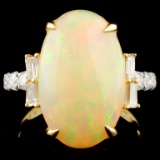 18K Gold 6.15ct Opal & 0.71ctw Diamond Ring