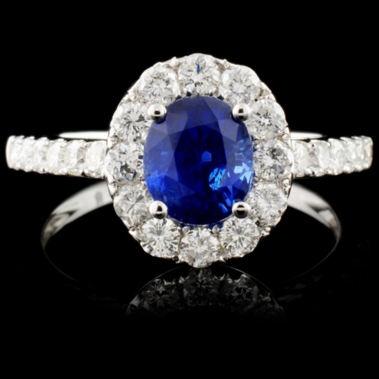18K Gold 1.29ct Sapphire & 0.79ct Diamond Ring