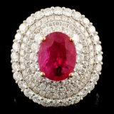 18K Gold 2.23ct Ruby & 2.56ctw Diamond Ring