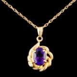 14K Gold 1.23ct Amethyst Pendant