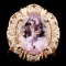 14K Gold 4.92ct Kunzite & 0.43ctw Diamond Ring