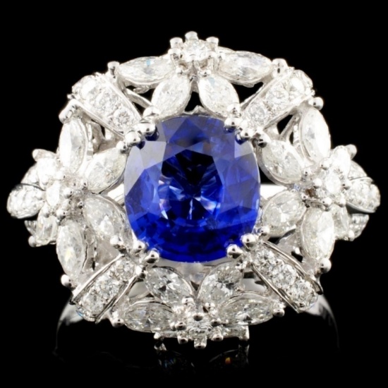 18K Gold 2.01ct Sapphire & 1.77ctw Diamond Ring