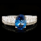 14k White Gold 1.15ct Sapphire & 0.42ctw Diamond R