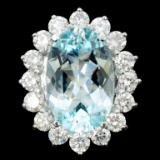 14K White Gold 8.79ct Paraiba & 3.05ct Diamond Rin